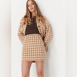 Ghanda Chance Soft Tweed Plaid College Mini Skirt